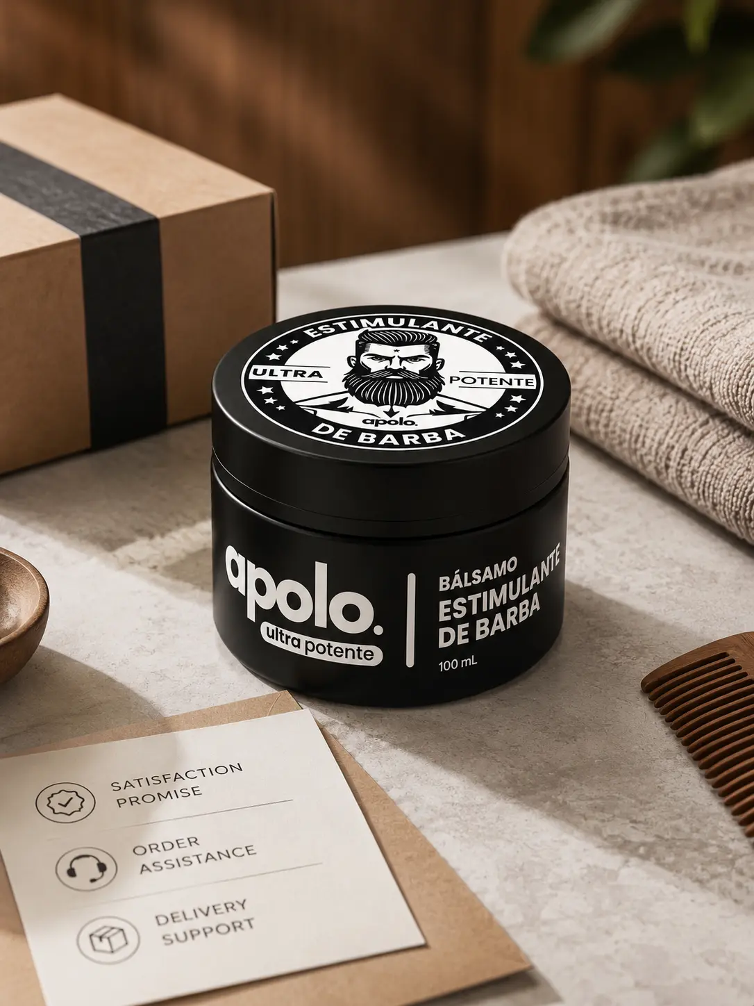 Man applying APOLO beard balm to his beard