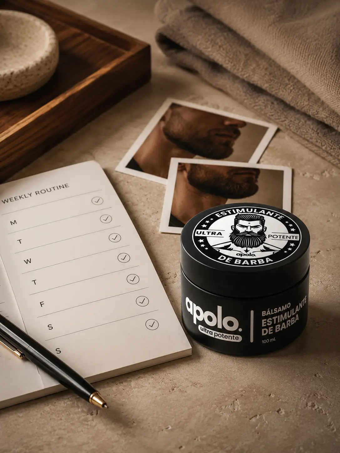 Man holding APOLO Ultra Potent Beard Balm