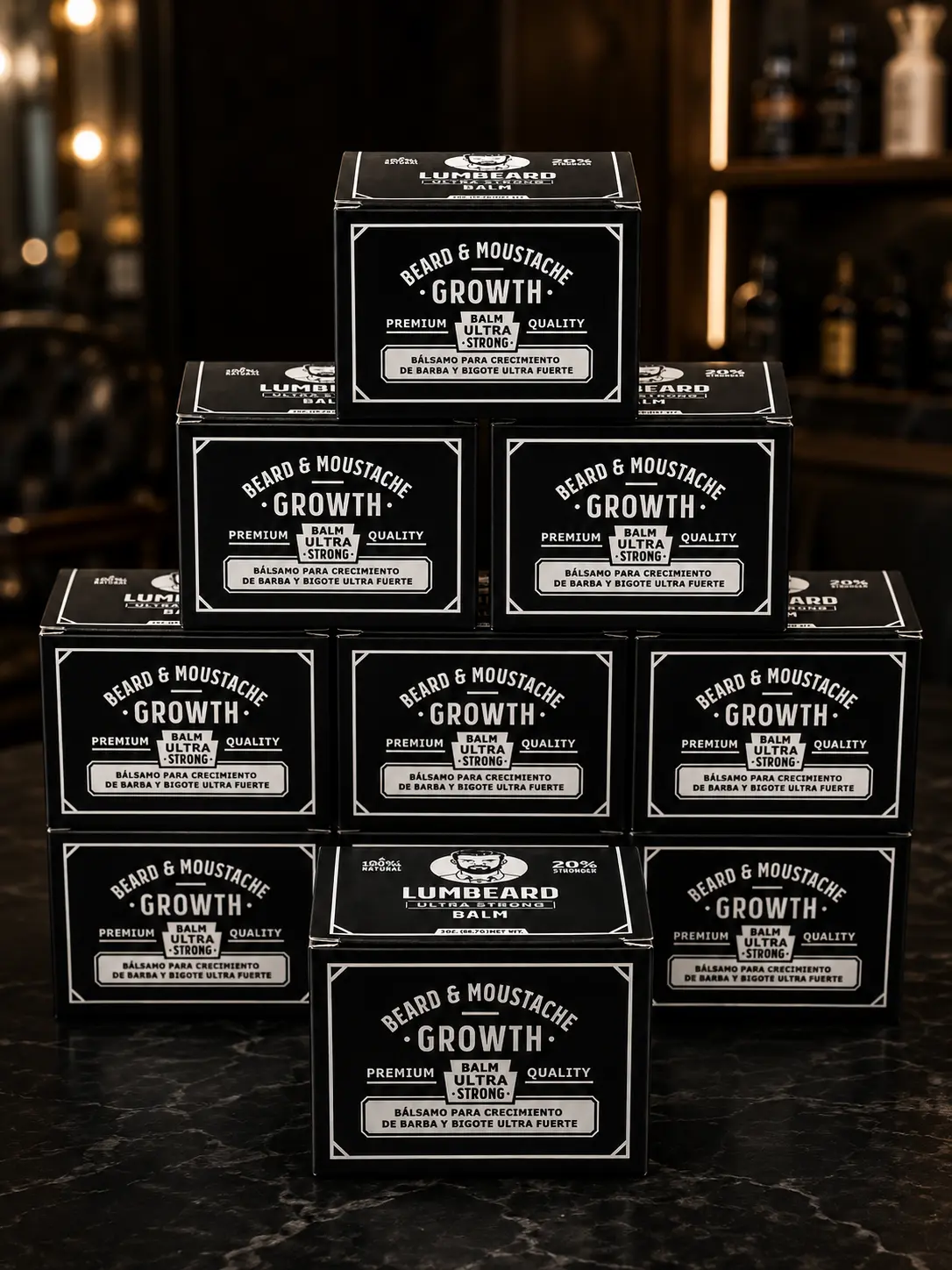 Professional barbershop pack with 10 individually packaged beard and mustache growth balms